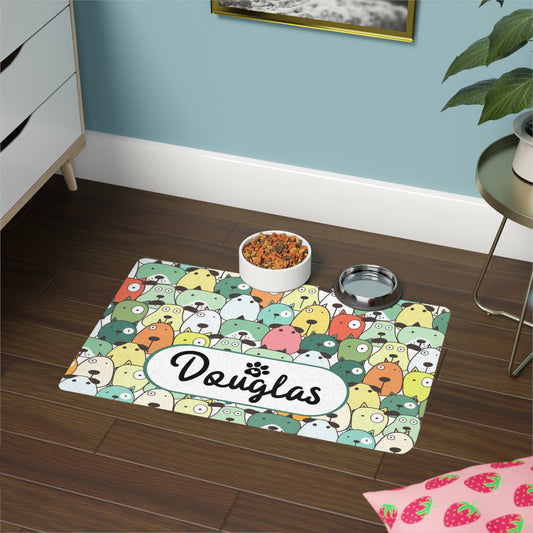 Pet Food Mat - Doodle - Custom Name