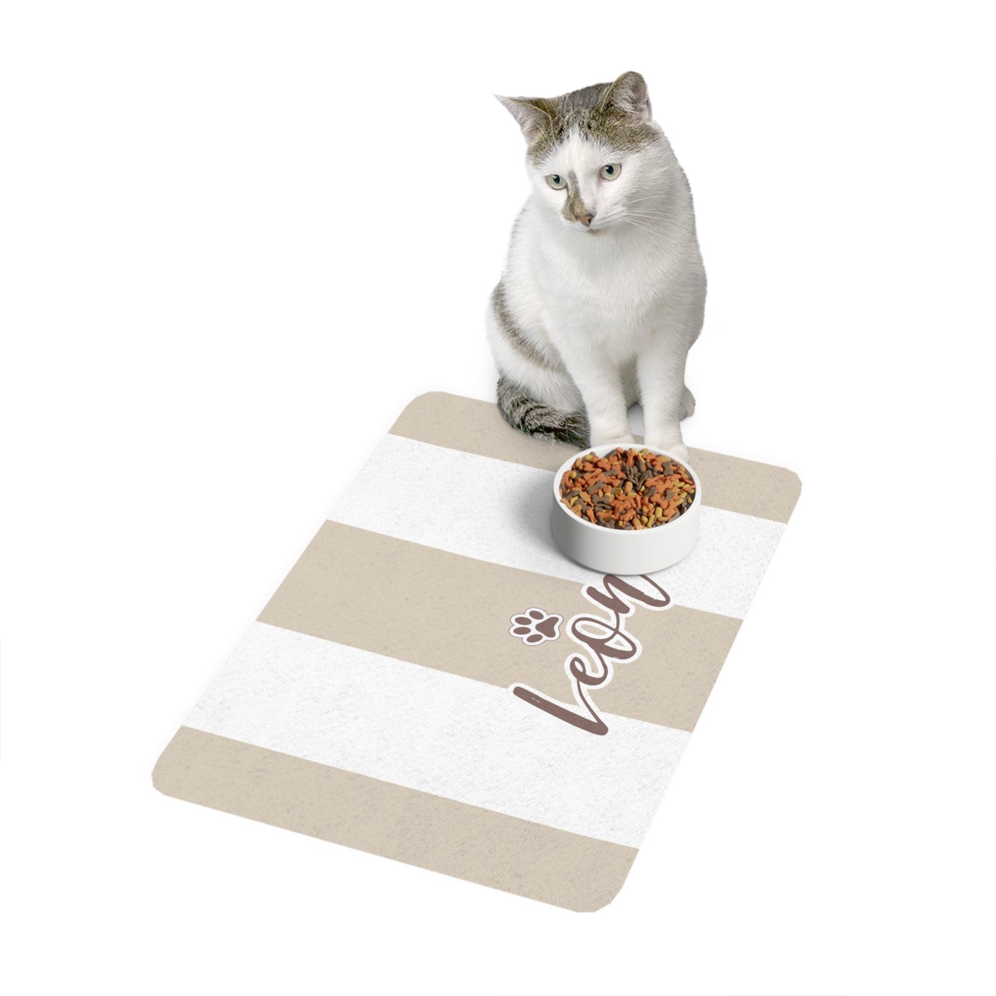 Pet Food Mat - Light Brown - Custom Name