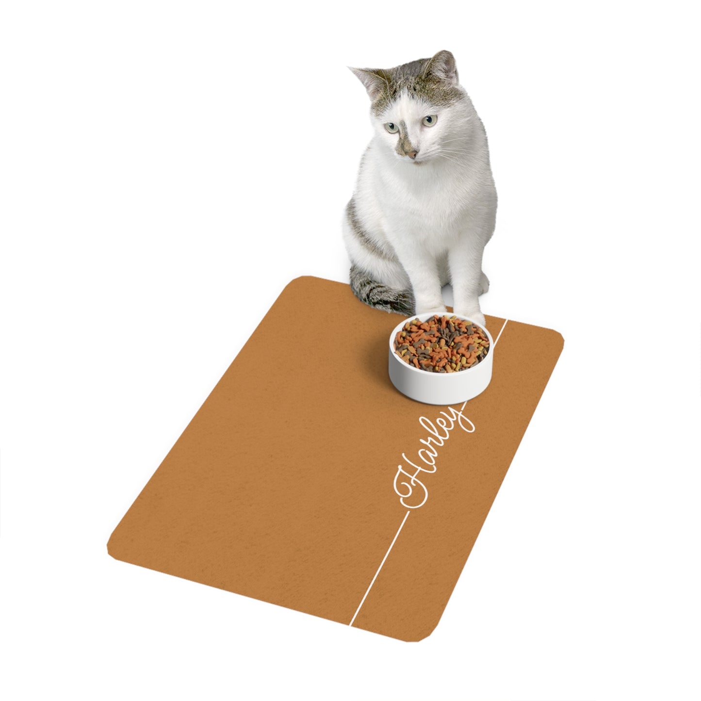 Pet Food Mat - Orange - Custom Name