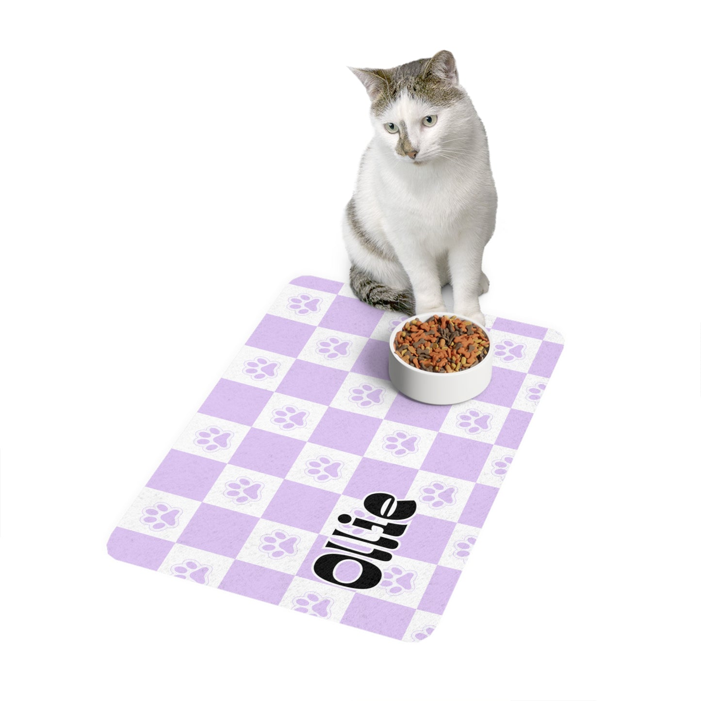 Pet Food Mat - Violet - Custom Name