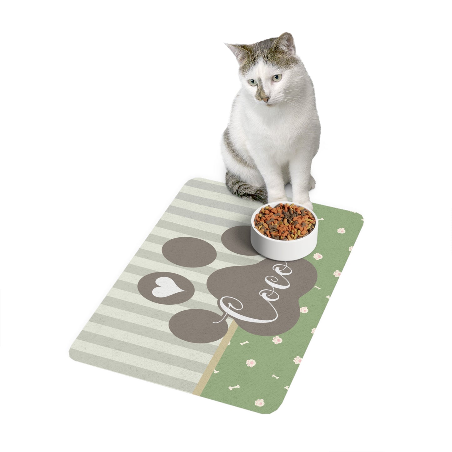 Pet Food Mat - Mint Green - Custom Name
