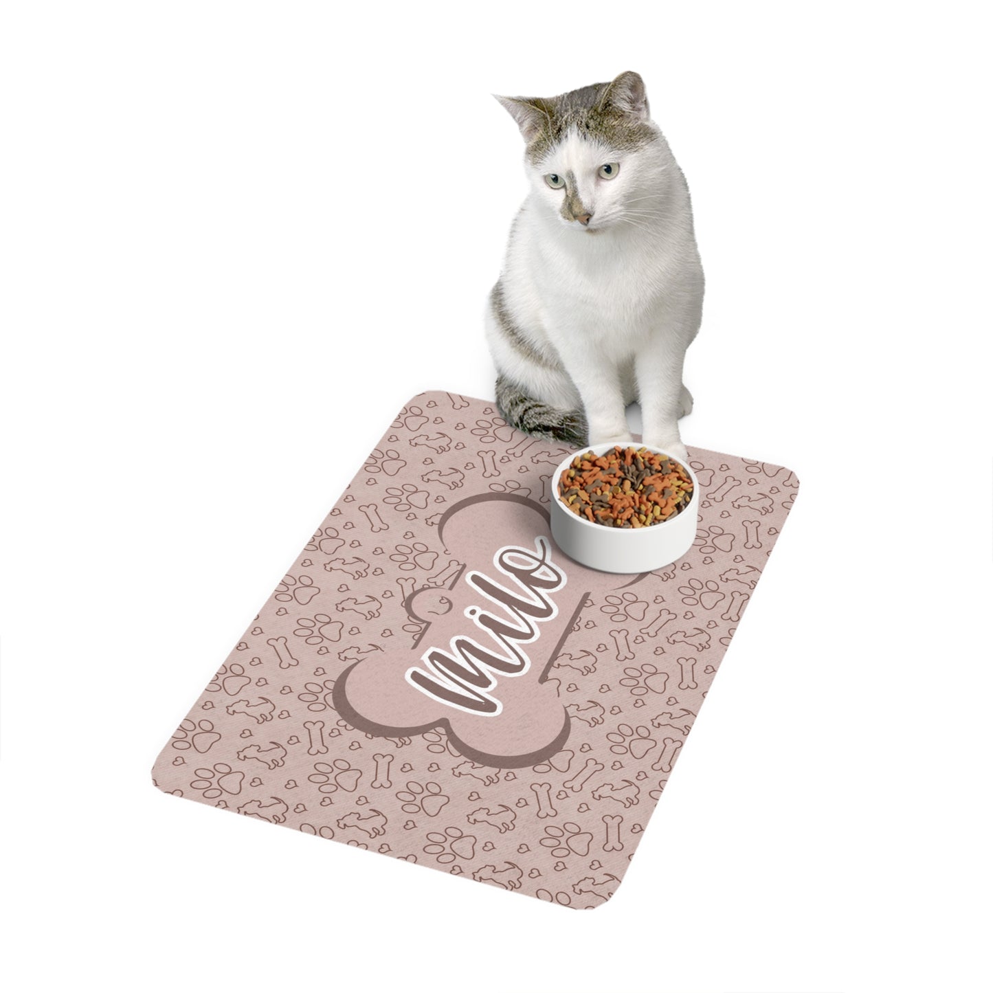 Pet Food Mat - Tan - Custom Name