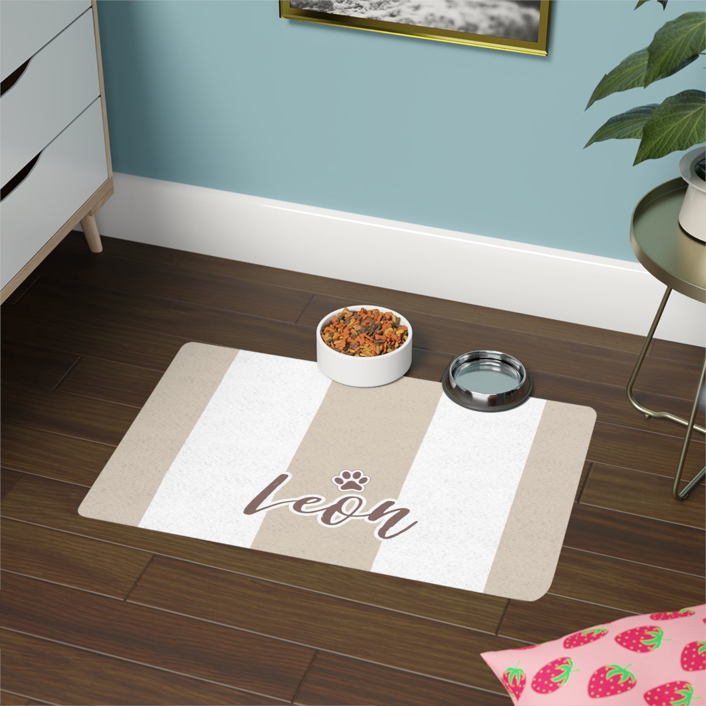 Pet Food Mat - Light Brown - Custom Name
