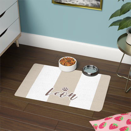 Pet Food Mat - Light Brown - Custom Name