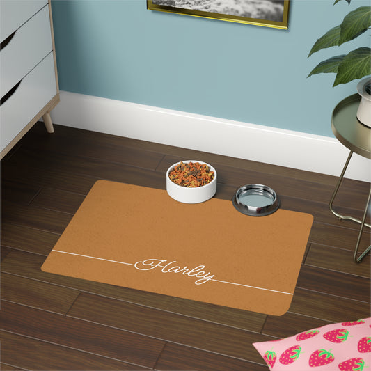 Pet Food Mat - Orange - Custom Name