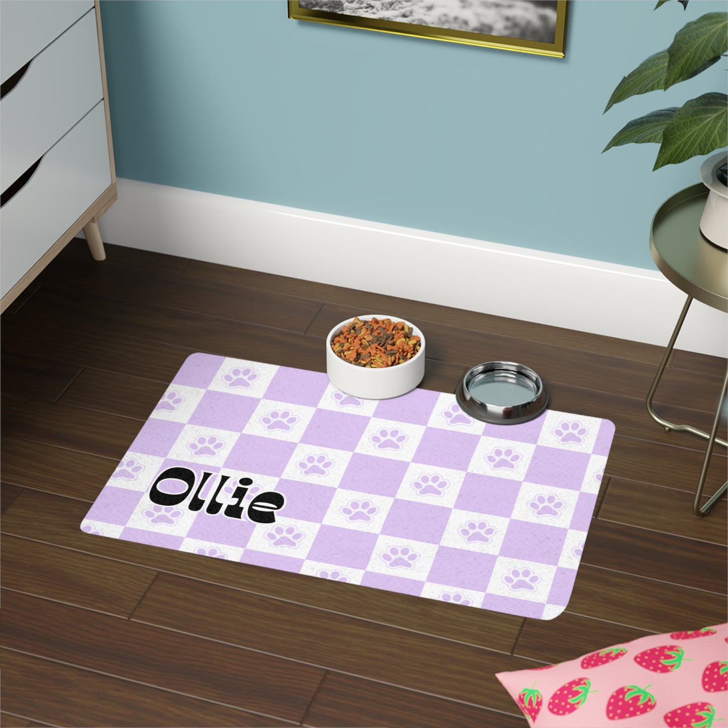 Pet Food Mat - Violet - Custom Name