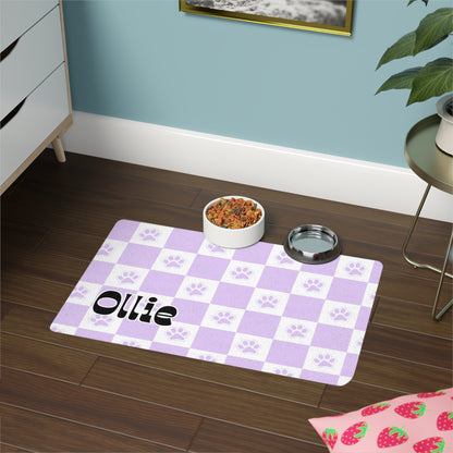 Pet Food Mat - Violet - Custom Name