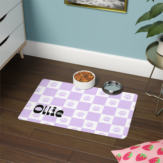Pet Food Mat - Violet - Custom Name