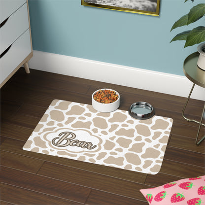 Pet Food Mat - Light Brown - Custom Name