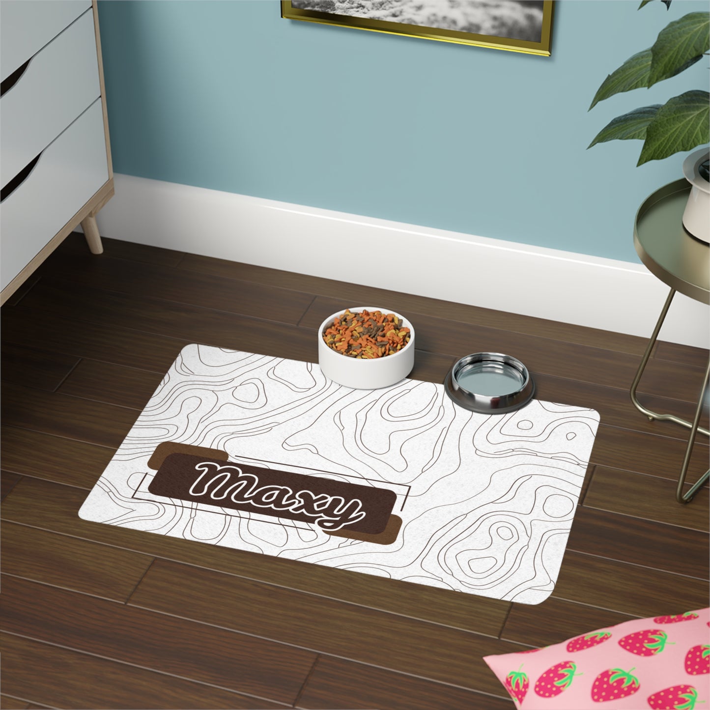 Pet Food Mat - Brown - Custom Name