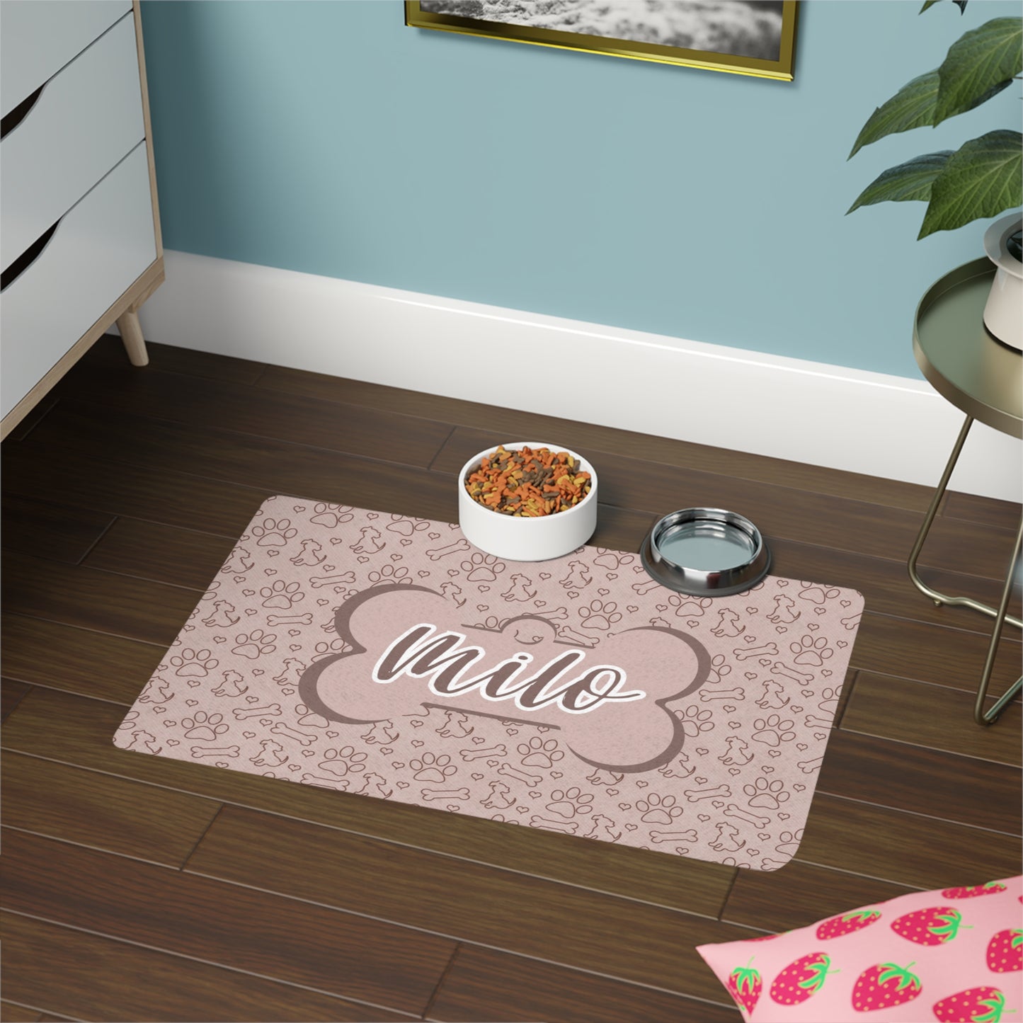 Pet Food Mat - Tan - Custom Name