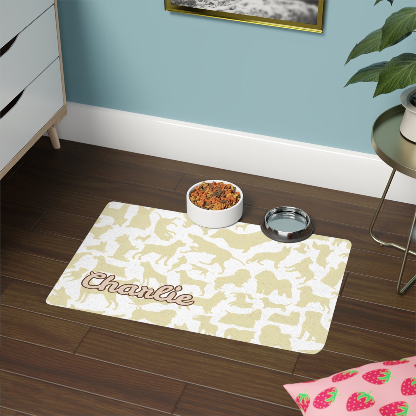 Pet Food Mat - Beige - Custom Name