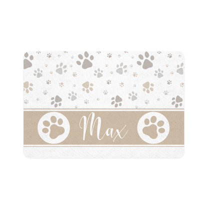 Pet Food Mat - White - Custom Name