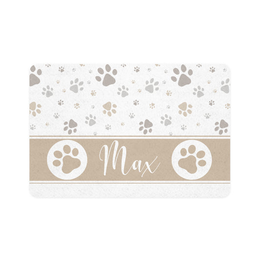 Pet Food Mat - White - Custom Name