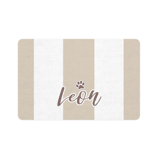 Pet Food Mat - Light Brown - Custom Name