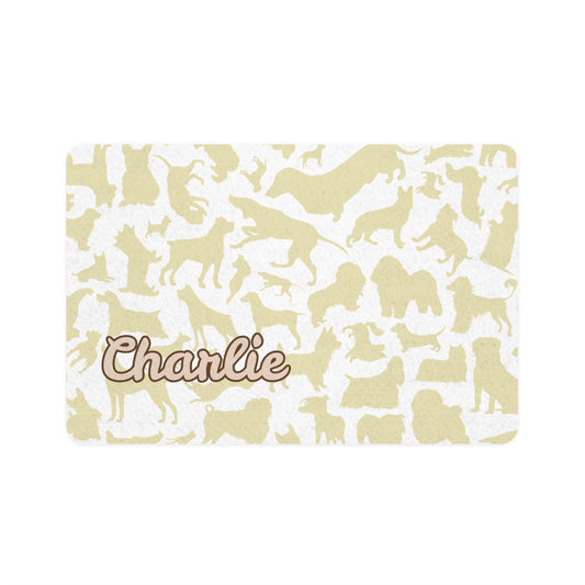 Pet Food Mat - Beige - Custom Name