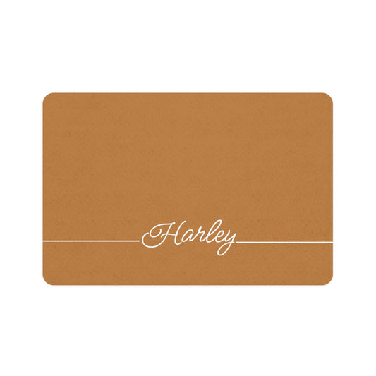 Pet Food Mat - Orange - Custom Name